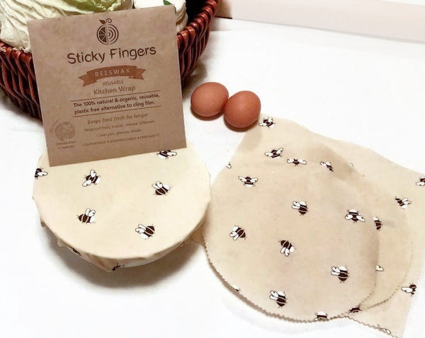 Sticky Fingers Bumblebee Kitchen Wraps - 100% Australian Organic Beeswax