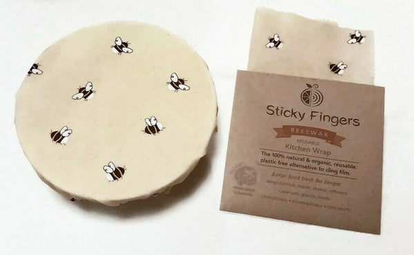 Sticky Fingers Bumblebee Kitchen Wraps - 100% Australian Organic Beeswax
