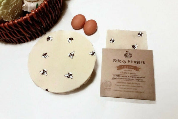 Sticky Fingers Bumblebee Kitchen Wraps - 100% Australian Organic Beeswax